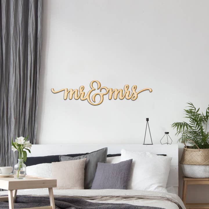 mr-mrs Charlie Script Wood Cutout Sign for wholesale by Woodums