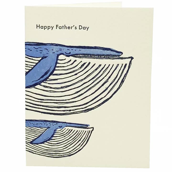 Blue Whales Father's day A2 card for wholesale by Ilee Papergoods