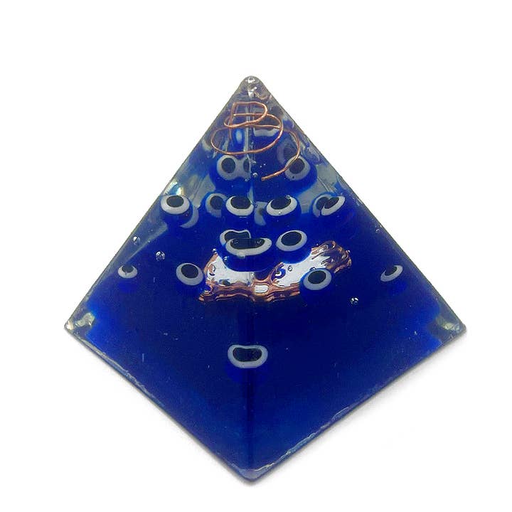 Pichincha - Wholesale Decorative Tabletop Object - Blue Evil Eye Orgonite Pyramid Metaphysical Table Ornament1