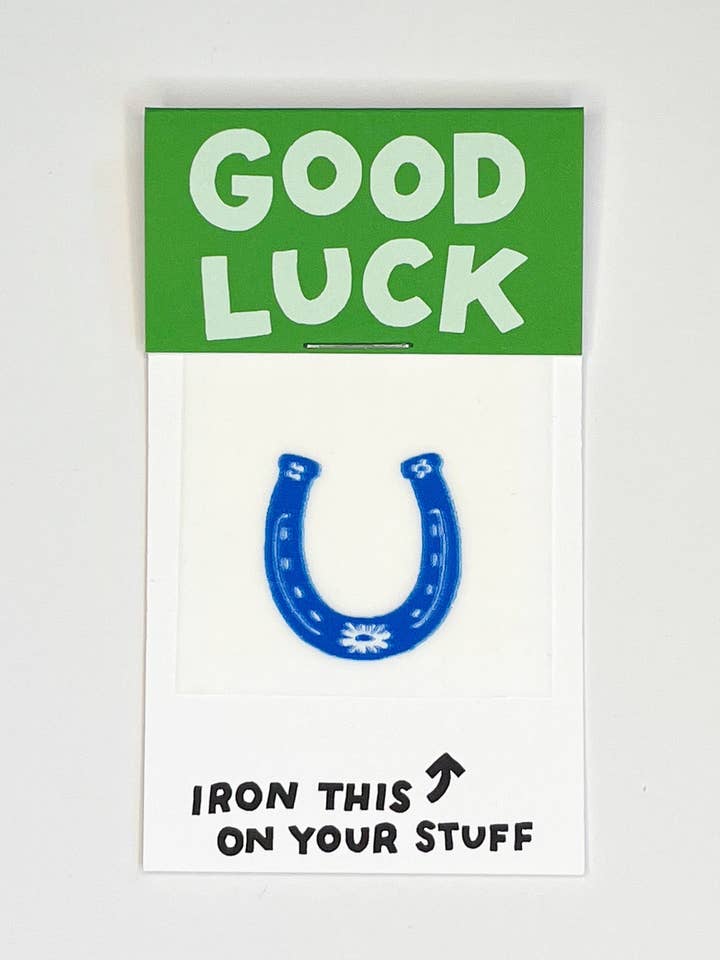 Good Luck Horseshoe L'il Something Iron-On Card for wholesale by Hot Dang Press