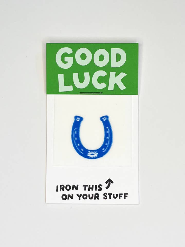 Good Luck Horseshoe L'il Something Iron-On Card for wholesale by Hot Dang Press