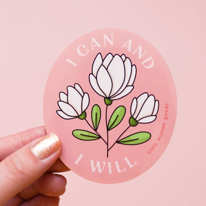I Can & I Will - Empowering Feminist Vinyl Sticker for wholesale by Little Woman Goods
