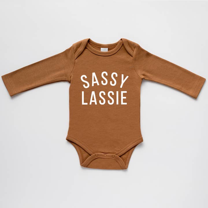 Gladfolk - Wholesale Bodysuit (Non-Footed) - Baby - Camel Organic Sassy Lassie Baby Bodysuit