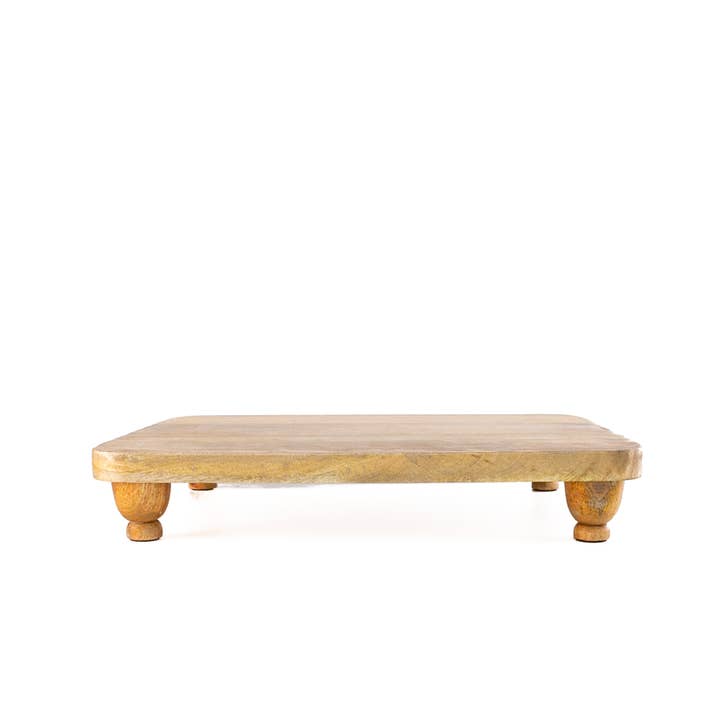 Heritage Lace - Wholesale Serving Tray - Artisan Wood 14x18x3 Natural Mango Wood Footed Serving Board2