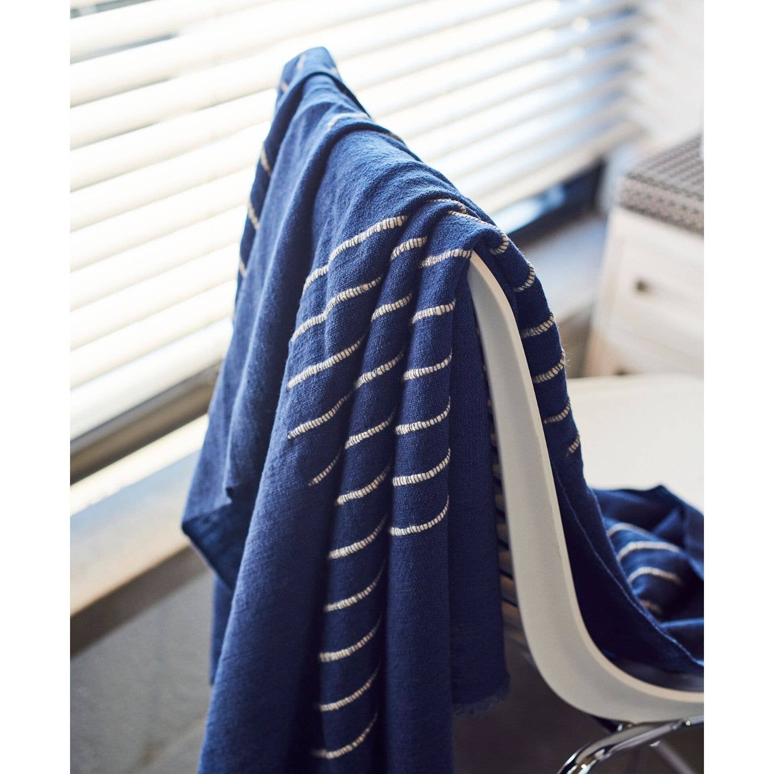 Variously - Wholesale Throw Blanket - Rosewood Indigo Hand knotted Stripes Handloom Merino Throw1