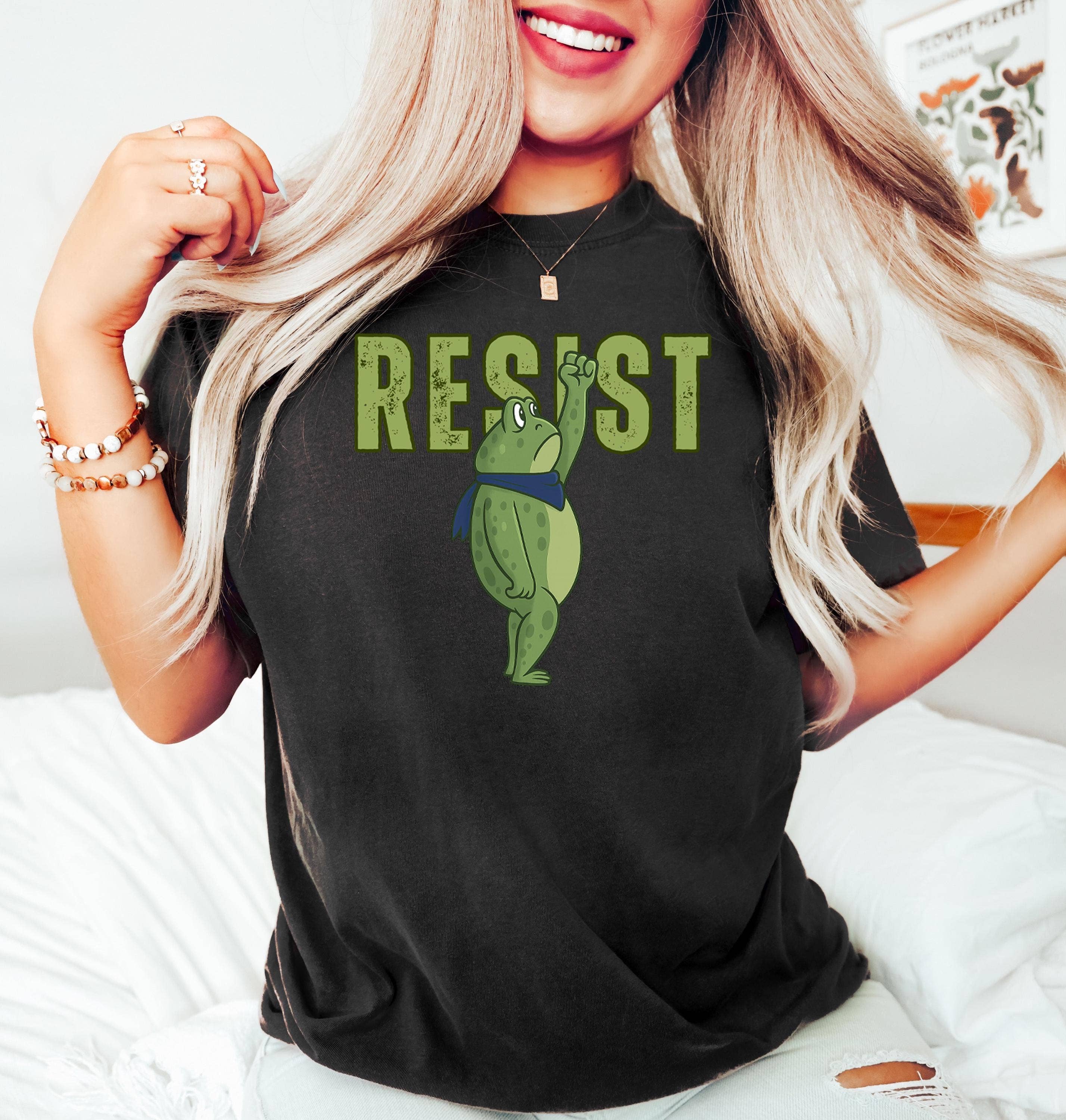 Glaime - Wholesale T-Shirt (Graphic) - Women's - Portland Frog Protest Resist Comfort Colors Shirt, Sweater2