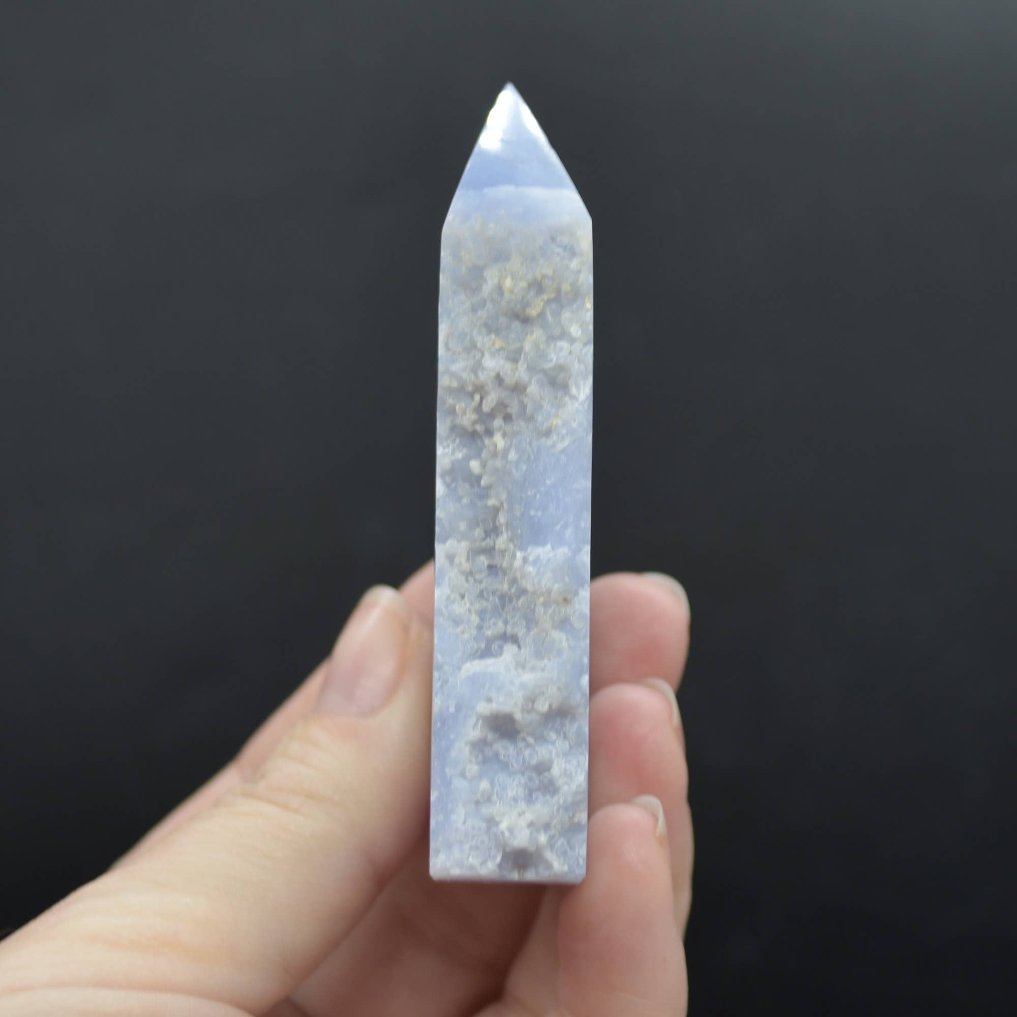 Blue Lace Agate Tower Point Slice - 8 cm#71 for wholesale on Faire3