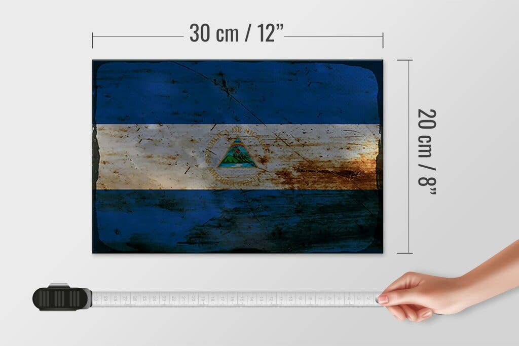 Femer - Wholesale Sign - Nicaragua flag wooden sign 30x20 cm flag Nicaragua rust decorative sign wooden sign4