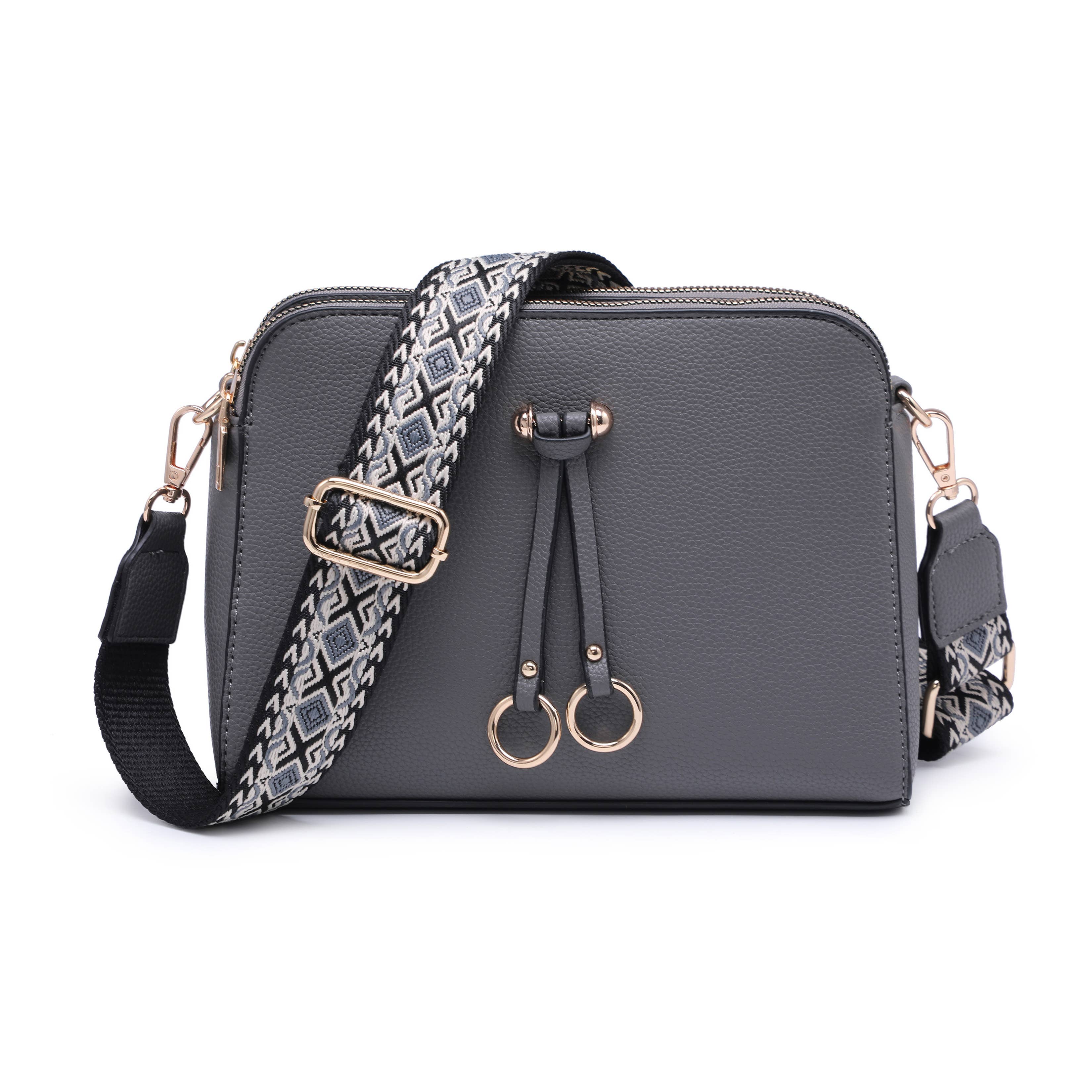 Papaya Fashion Ltd - Vendita all'ingrosso Borsa a tracolla - Donna - B23005-AW-Borsa a tracolla con tracolla in tela a tre sezioni con zip2