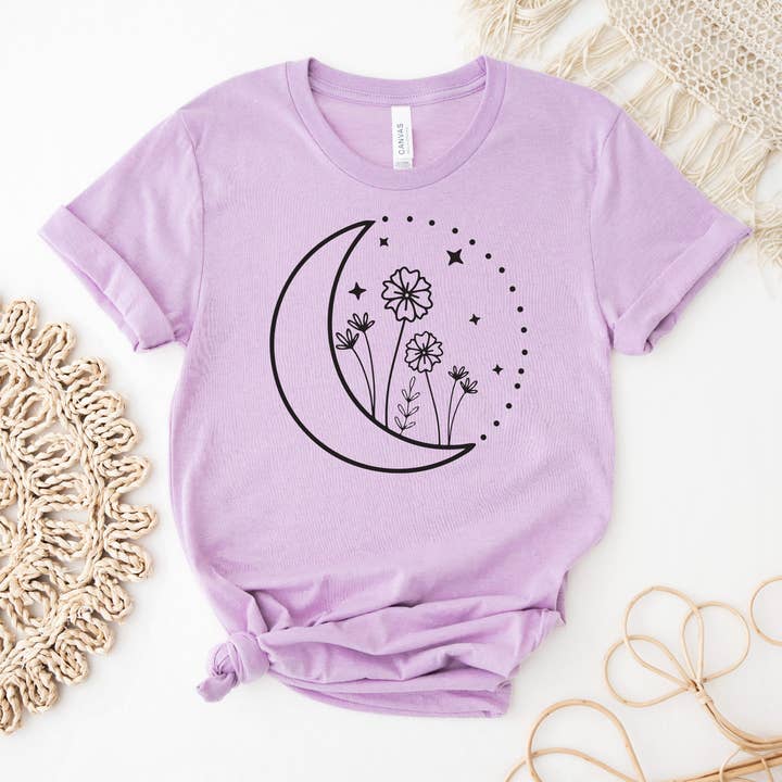 Floral Moon T-shirt for wholesale by VibeClothing