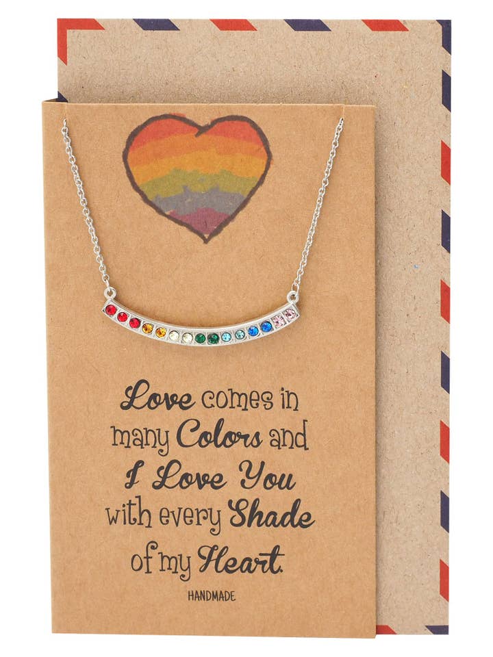 Rossana Swarovski Rainbow Pendant Necklace Inspirational Quo for wholesale by Quan Jewelry