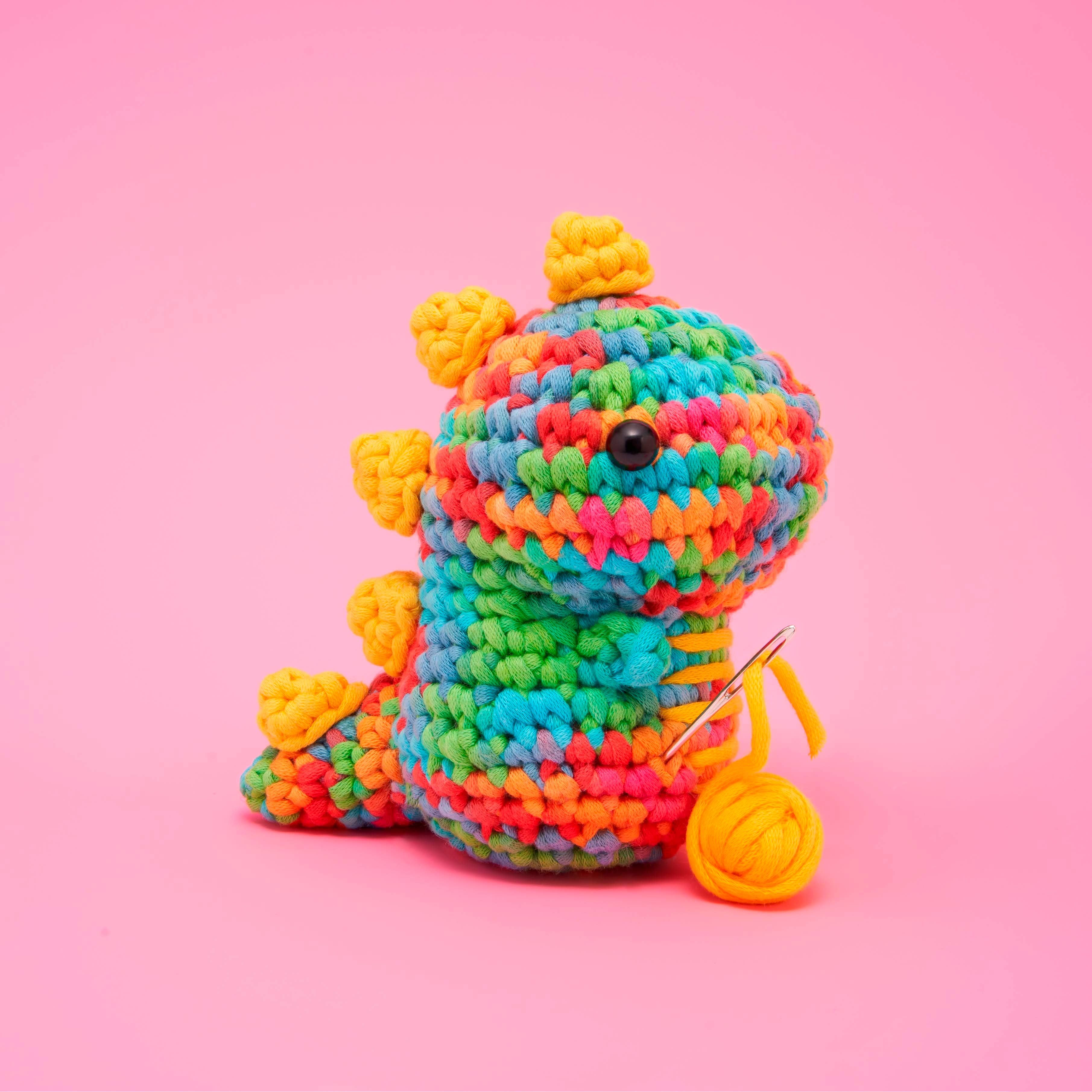 The Woobles - Wholesale Knitting/Crochet Supplies - Fred the Rainbow Dinosaur Beginner Crochet Kit