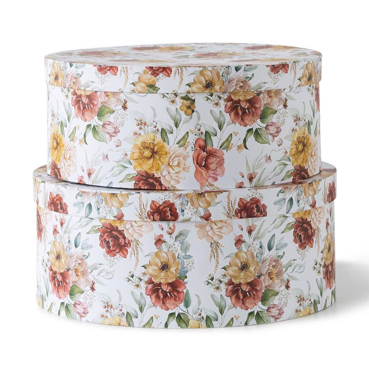 Set of 2 Autumnal Elegance Large Oval Decorative Boxes for wholesale by Soul & Lane