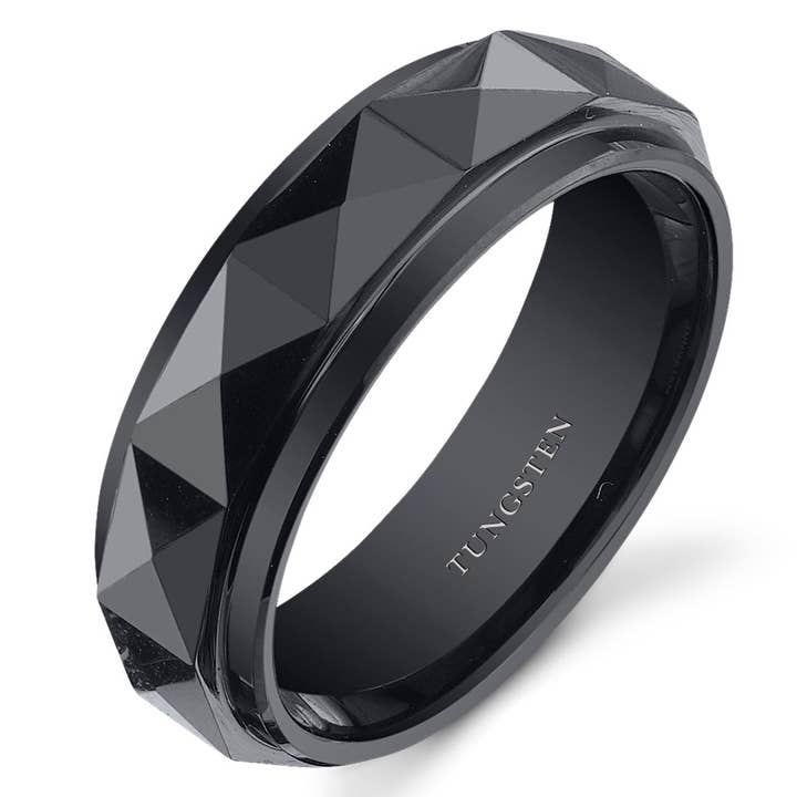 Brazalete de tungsteno negro facetado de 7 mm para hombre, tamaño 11 para venta al por mayor de Peliani