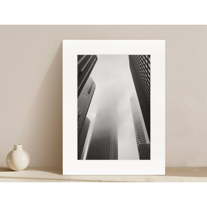 City in Fog Matted Print -Black & White Fine Art Photography for wholesale by Hayden Photography