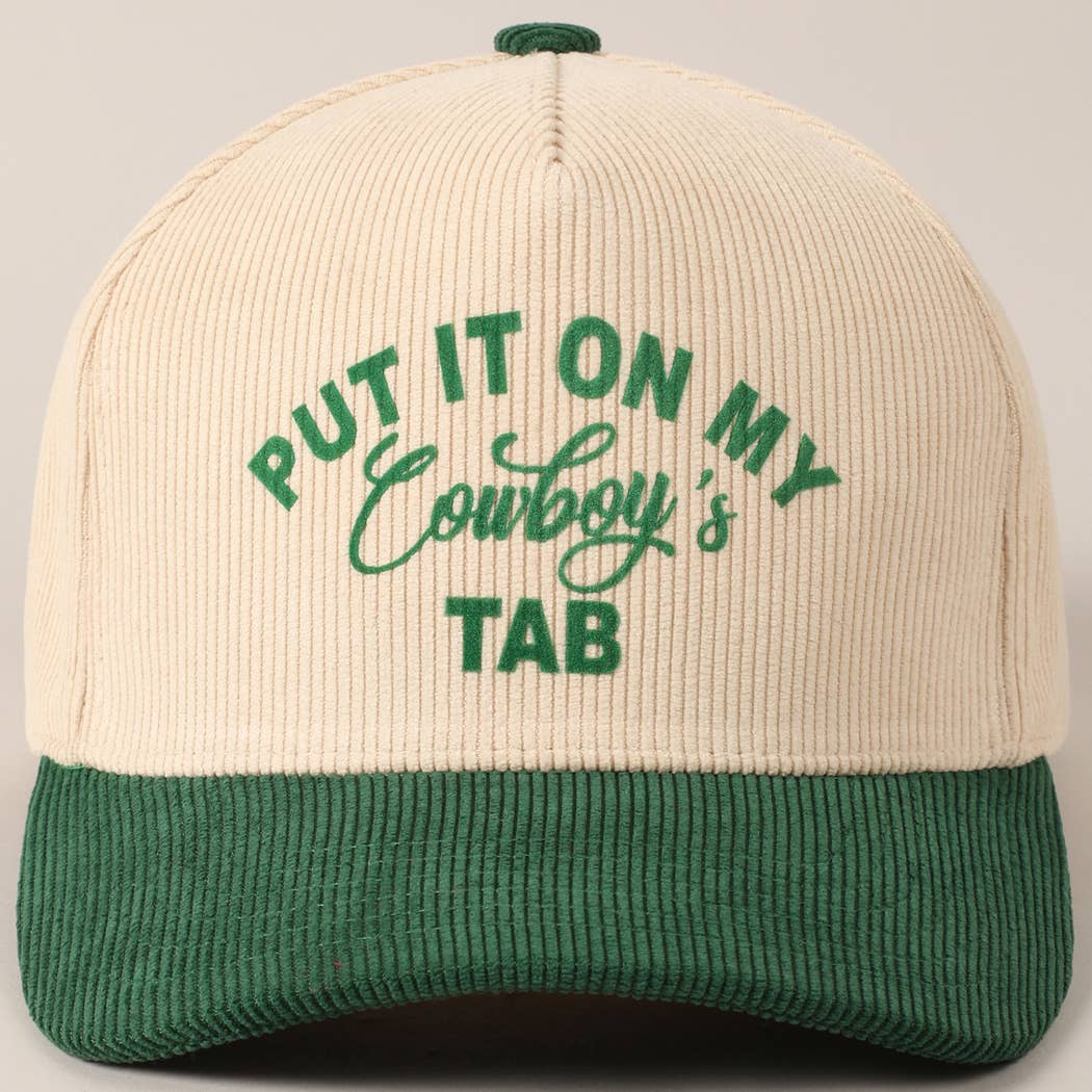 Fashion City – wholesale Baseballkeps - Unisex – Sätt den på min cowboy's Tab tvåfärgad corduroy-keps18