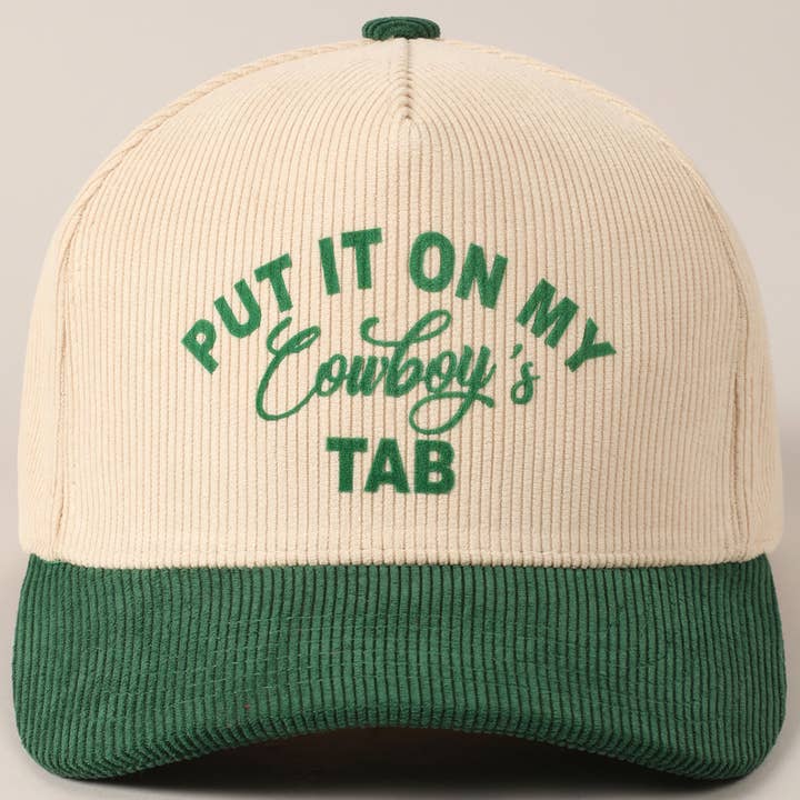 Fashion City – wholesale Baseballkeps - Unisex – Sätt den på min cowboy's Tab tvåfärgad corduroy-keps18
