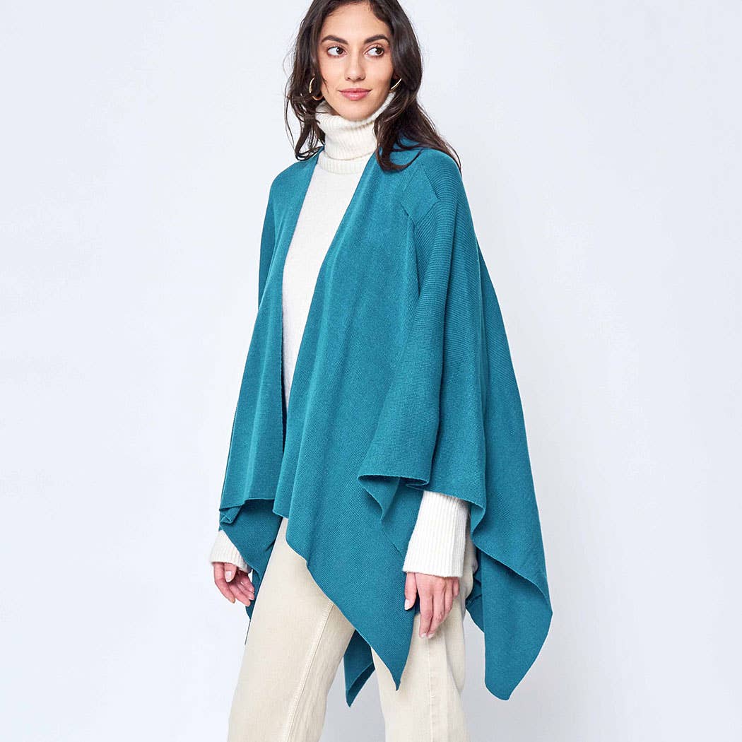 Fashion City - Wholesale Poncho - Women's - Solid Ruana with Shoulder Strap2