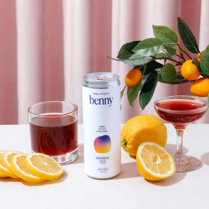 Benny - Vente Apéritifs sans alcool/mocktails - Pack de 4 Boissons Énergisantes Yerba Maté Sureau Yuzu1