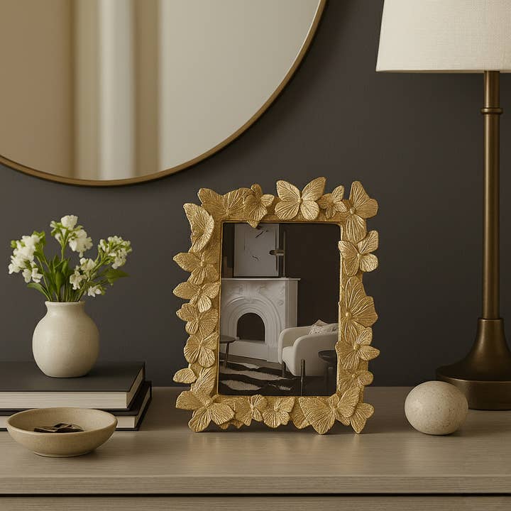 Sagebrook Home - Wholesale Picture Frame - Photo Frame - Gold Resin Butterflies Border, 4x6 in.2