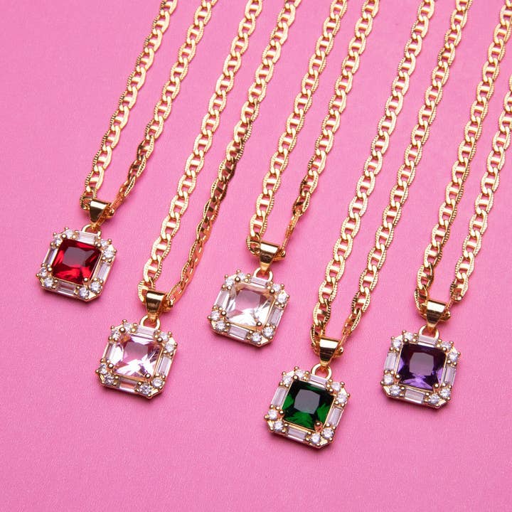 Collier en pierres précieuses taillées en coussin pour la vente par VidaKush