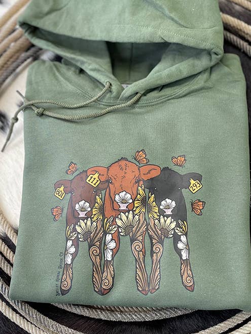 Shelley Kudera Design - Wholesale Graphic Sweatshirt - Unisex - Floral Calf Trio Hoodie1