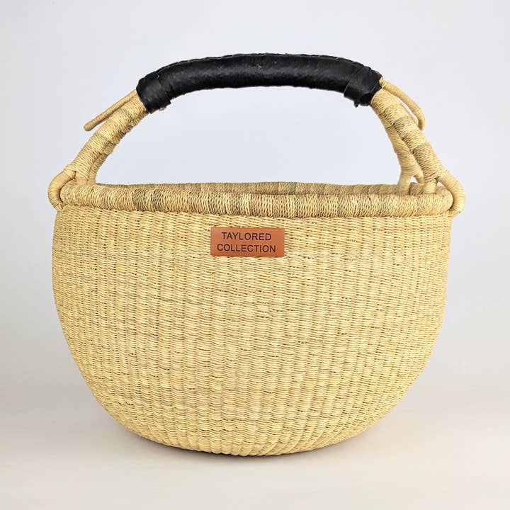 Zendi Large Basket - Black Leather Handle for wholesale by The Taylored Collection