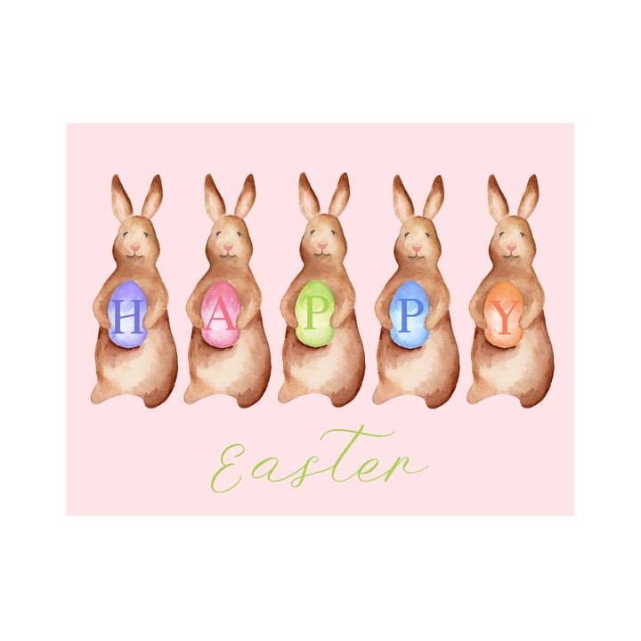 Carte de voeux œufs de Pâques Bunnies pour la vente par Brake Ink Stationery