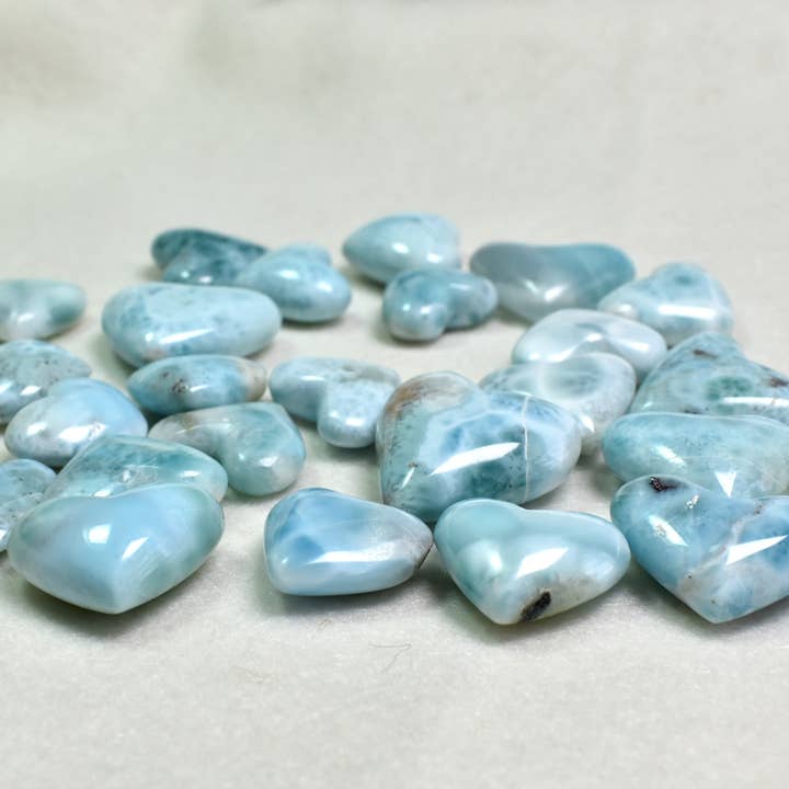 Larimar Dolphin Carved Crystal Heart - 24 Options for wholesale by Calder Crystals