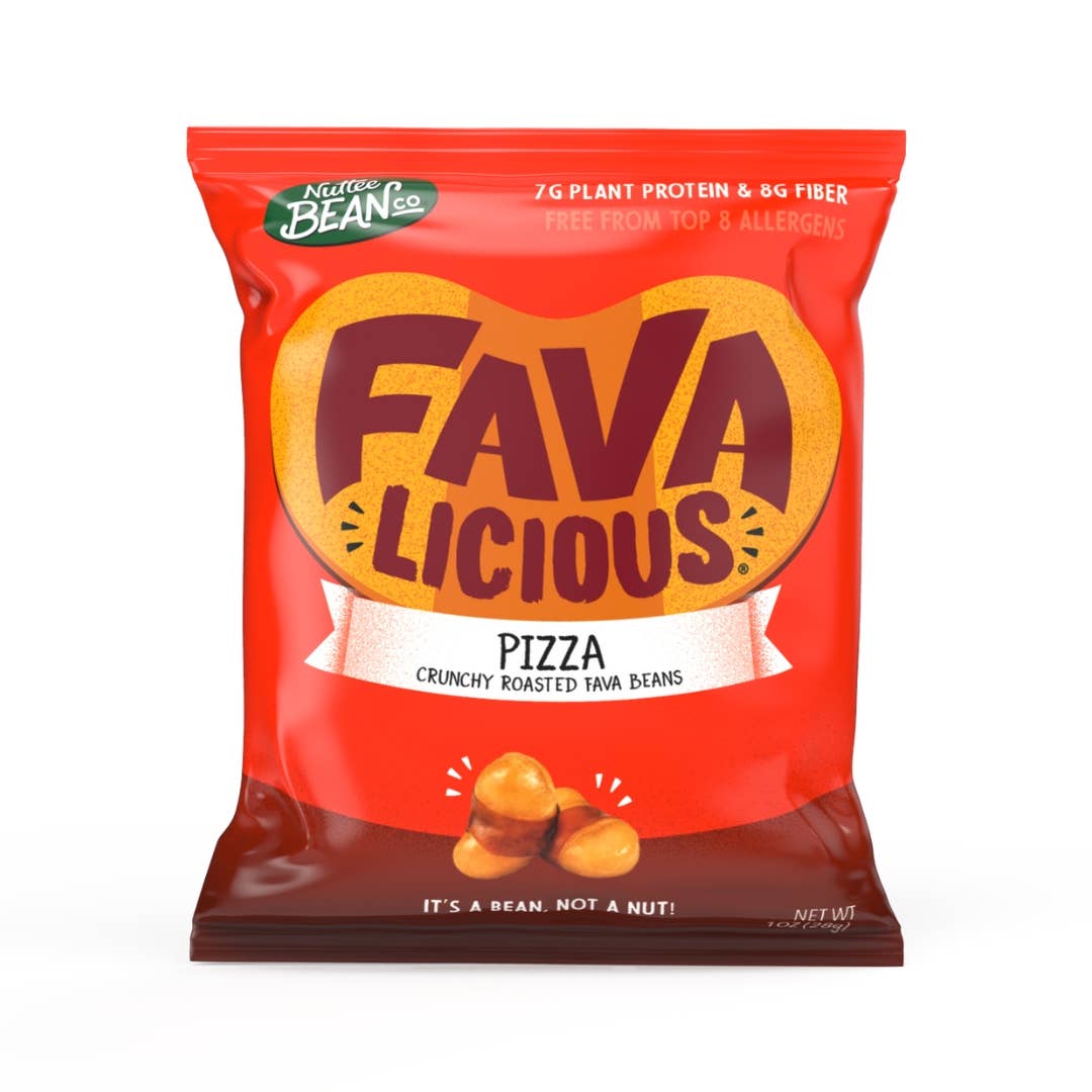 Favalicious® - Wholesale Nuts - Favalicious Pizza Flavor roasted fava beans 1 oz bags-300/bx