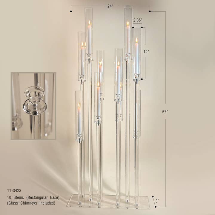 Galore Home - Wholesale Candle Holder - Diamond Glow Acrylic Candelabra
