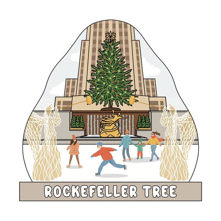 Rockefeller Tree - 3D Wooden Souvenir Magnet - 10 pcs for wholesale by Gifty Studio