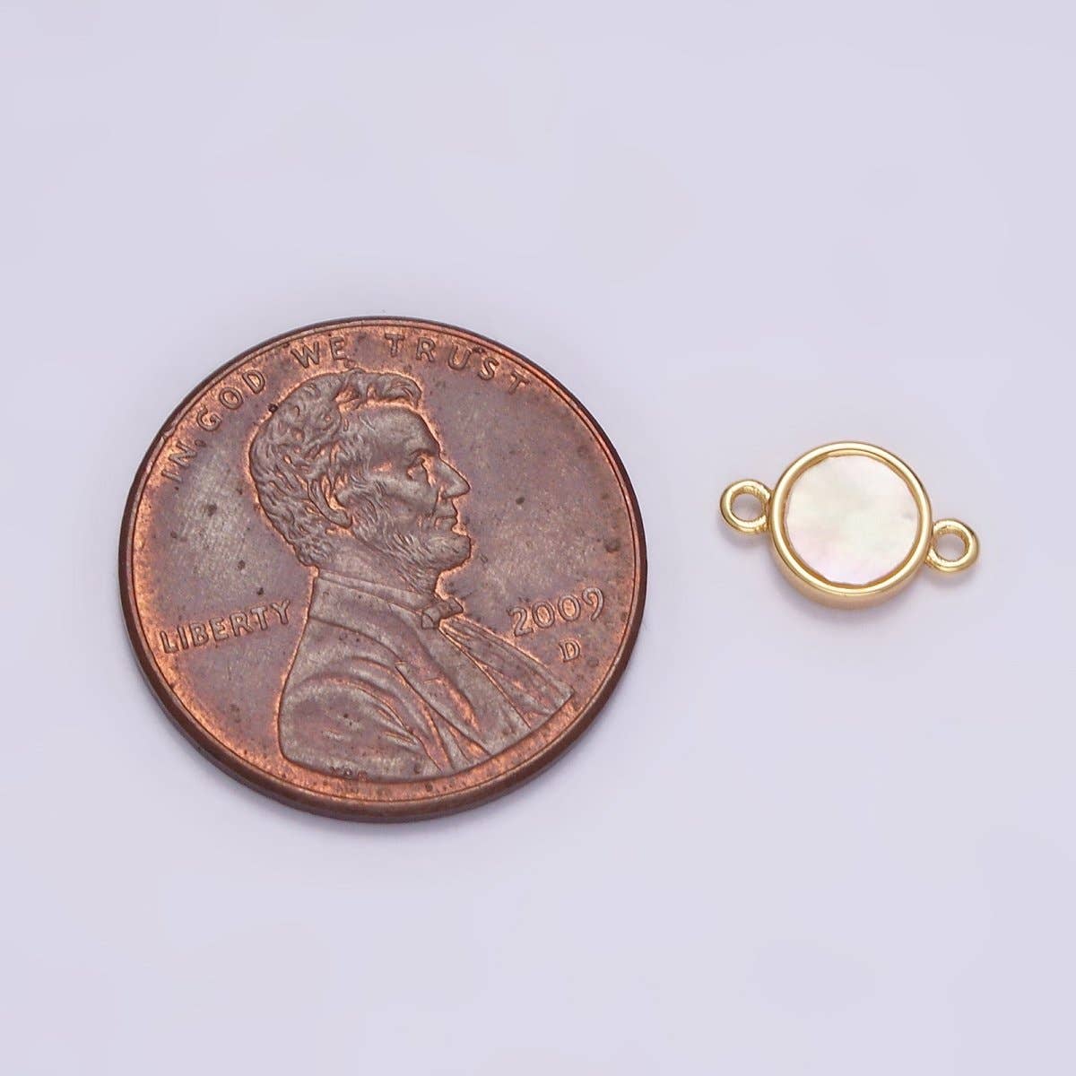 Aim Eternal - Wholesale Individual Charm/Pendant - Gold Filled 6mm Shell Pearl Round Mini Minimalist Bezel Connector G-6972
