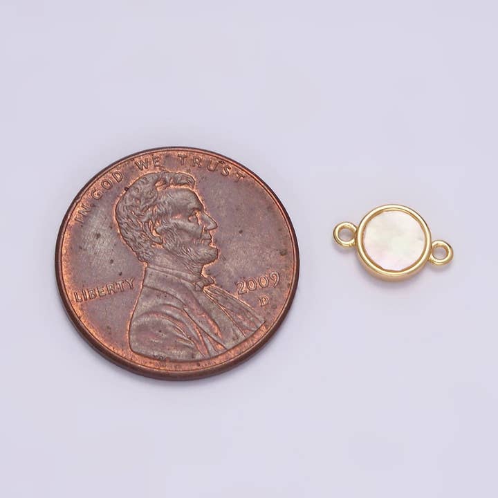 Aim Eternal - Wholesale Individual Charm/Pendant - Gold Filled 6mm Shell Pearl Round Mini Minimalist Bezel Connector G-6972