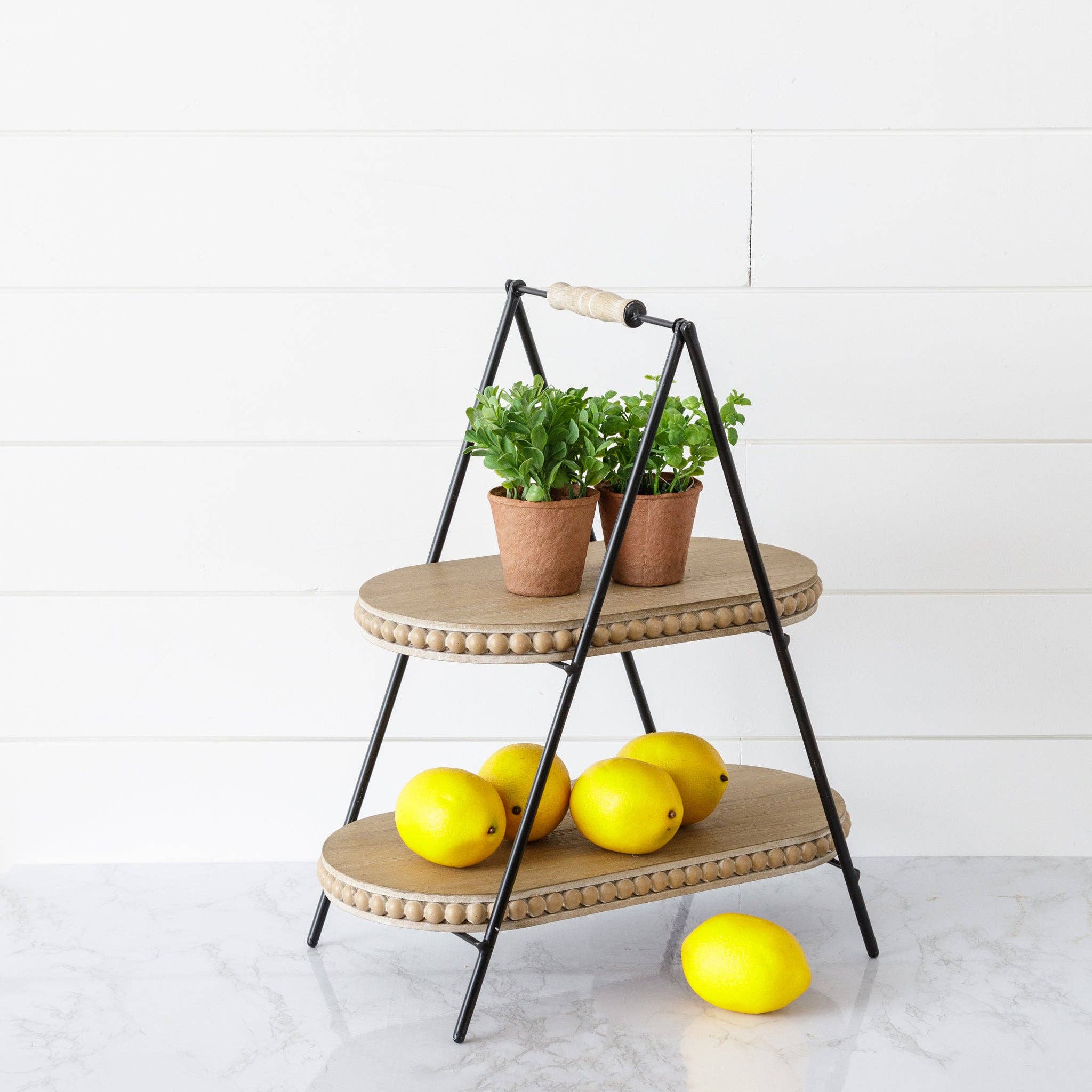 Audrey's Home & Gift - Wholesale Decorative Tray - Tiered Oval Beaded Tray (PC)1