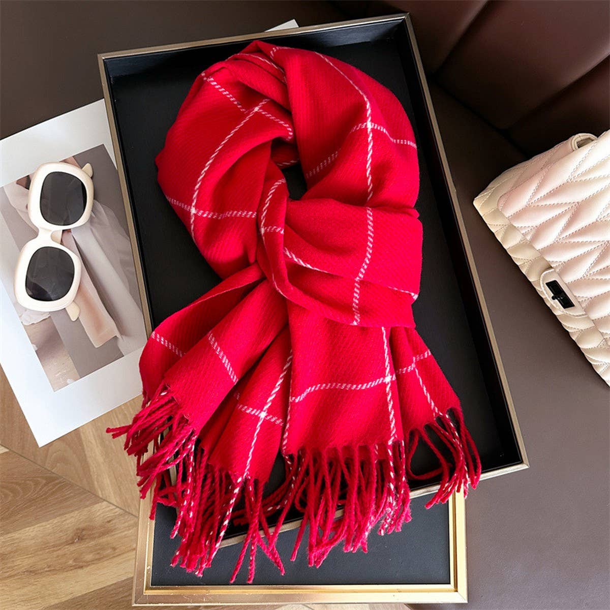 NINEXIS - Wholesale Scarf - Women's - CWASC03356_KOREAN PLAID CASHMERE FEEL UNISEX WINTER SCARF6