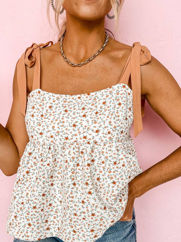 Ditsy Hemdbluse mit Blumendruck und Bindeband an den Schulterriemen für den Großhandel von EG fashion