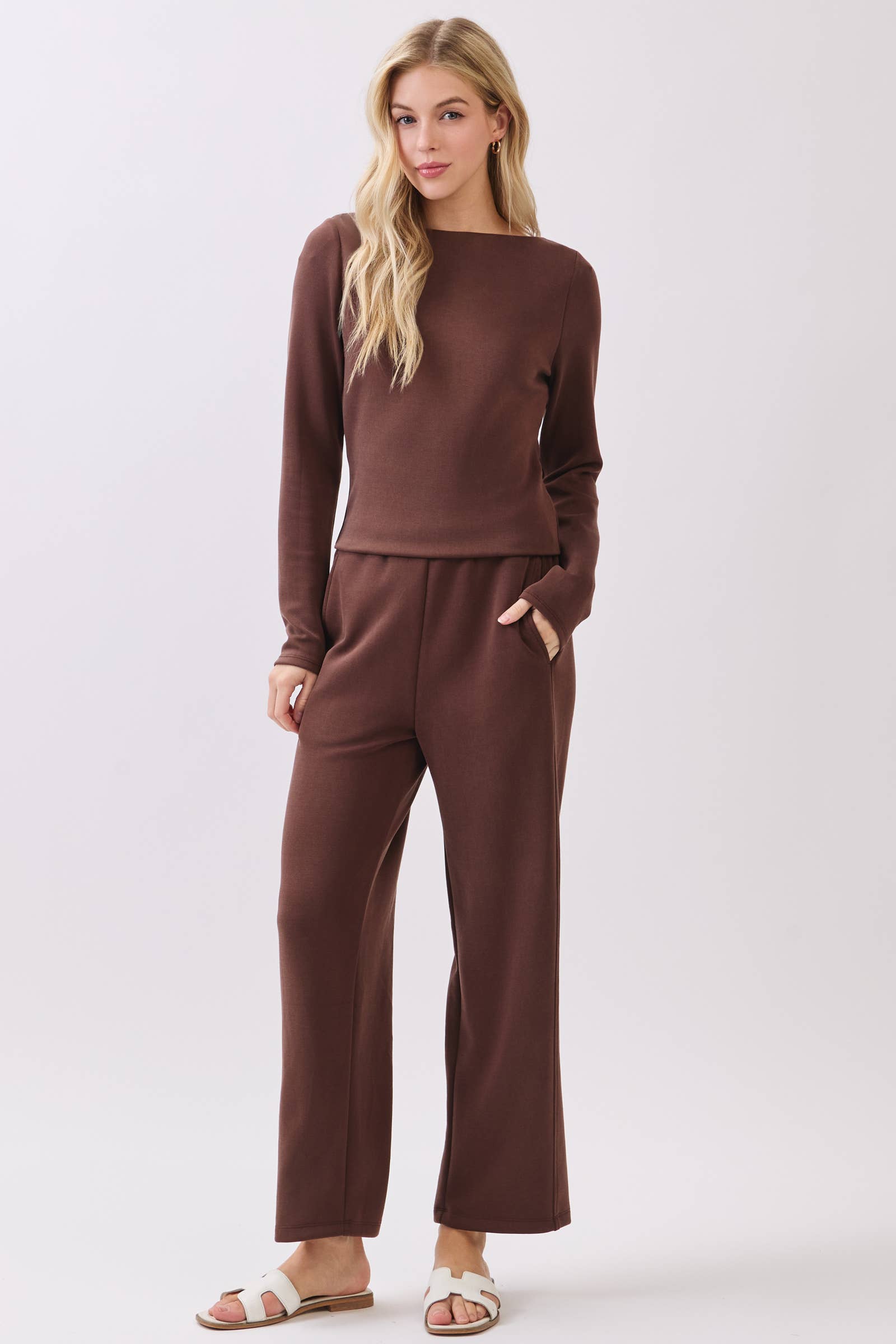 Final Touch - Wholesale Knit Top - Women's - Double Layer Boat Neck Long Sleeve Top - VT315344