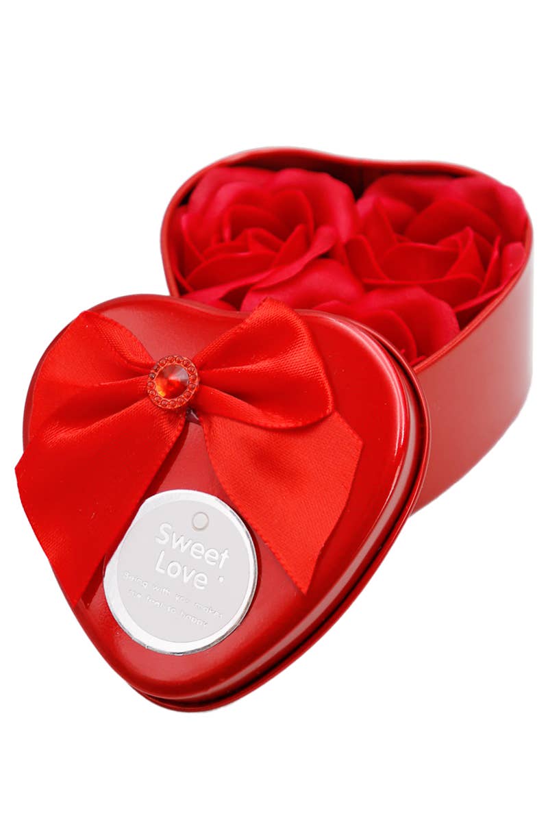 Cap Zone - Vendita all'ingrosso Fiori finti - Sapone artificiale Mini Heart in barattolo di latta alla rosa - Set da 3 pezzi1