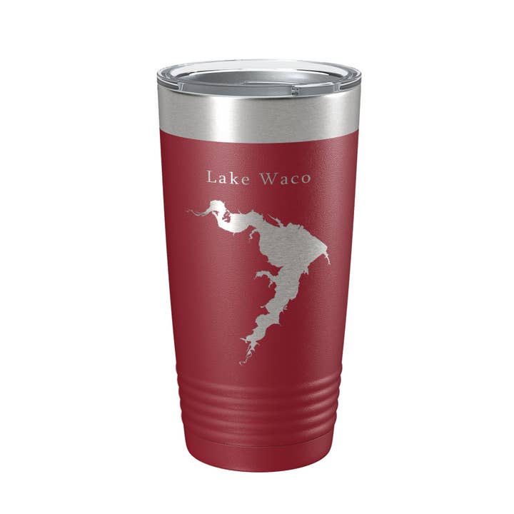 CarveBright - Wholesale Insulated Mug/Tumbler - Lake Waco Map Tumbler Travel Mug Insulated Laser Engraved Coffee Cup Texas 20 oz16