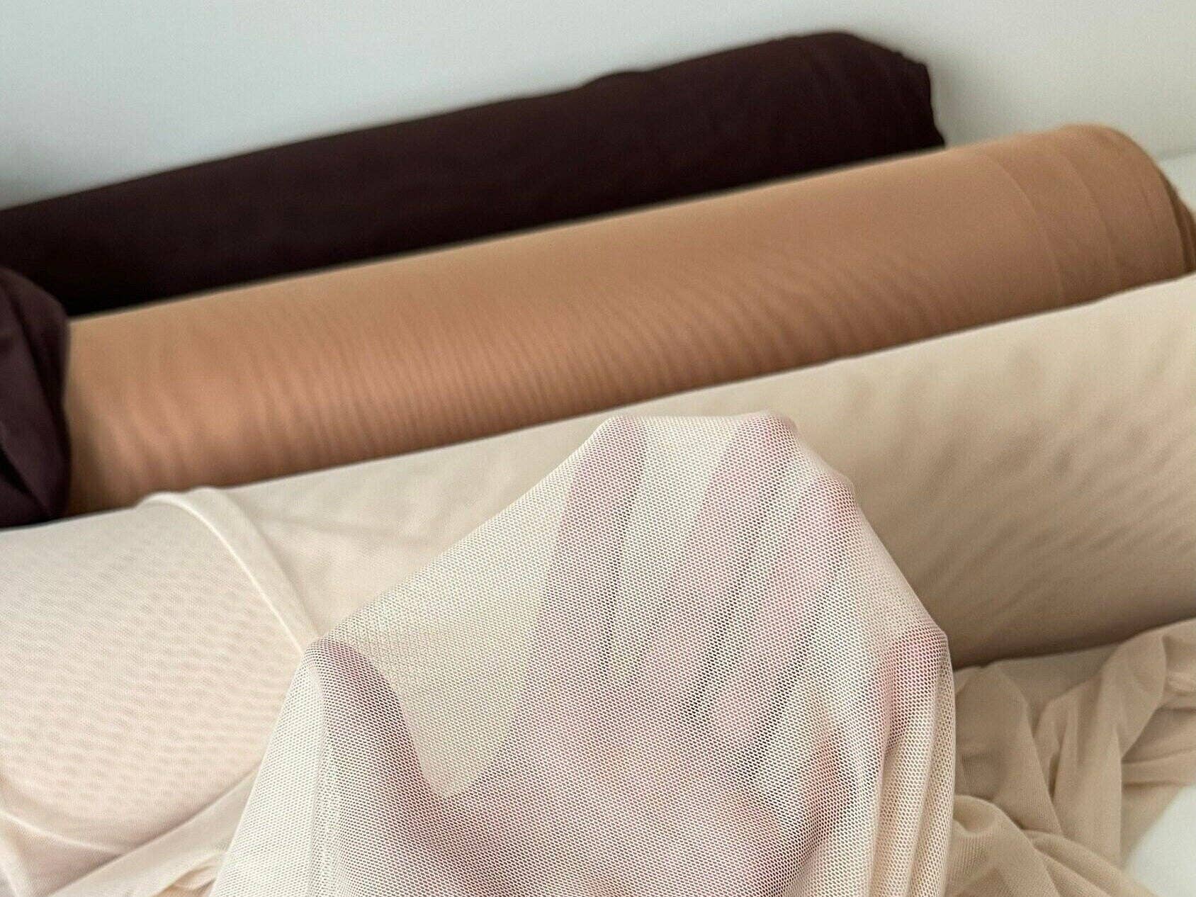 GalaTextile - Vendita all'ingrosso Tessuto - POWER MESH elasticizzato in 4 direzioni, nylon spandex a rete nuda, tessuto morbido e trasparente di alta qualità a prezzi accessibili, colori neutri8