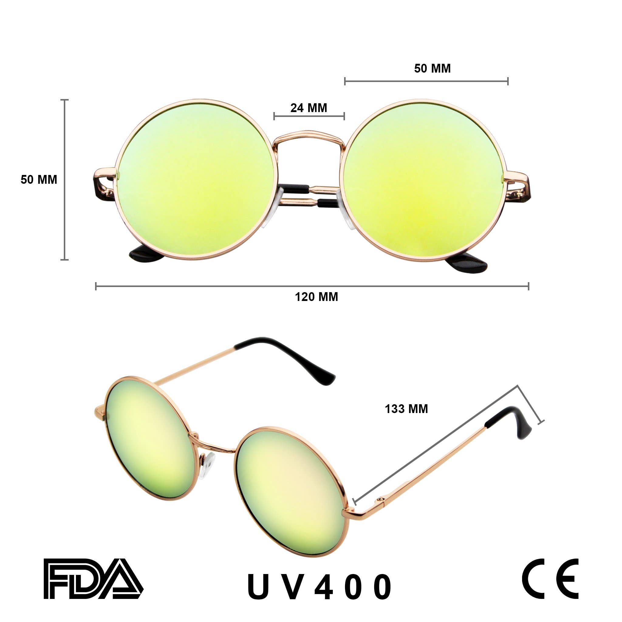 Emblem Eyewear - Wholesale Sunglasses - Unisex - Premium Round Metal Mirrored Full Mirror Circle Sunglasses4