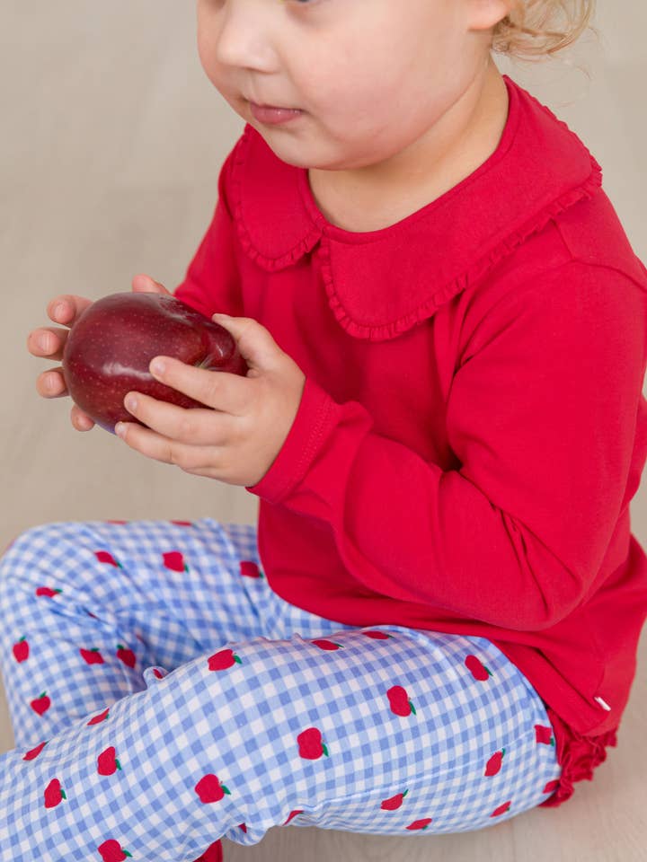 Girls Red Ruffle Peter Pan Collar Long Sleeve Knit Top
for wholesale on Faire3