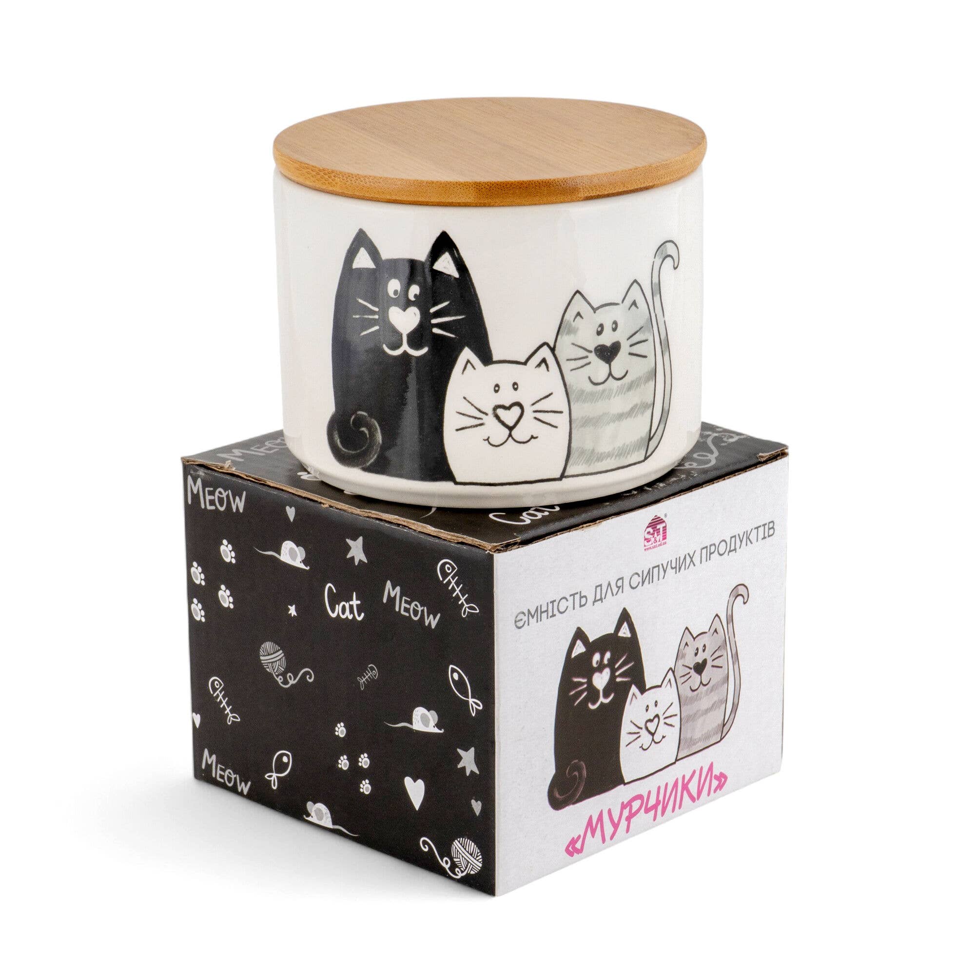 STP - Wholesale Jar - Kittens Ceramic Jar with Wooden Lid 430ml2