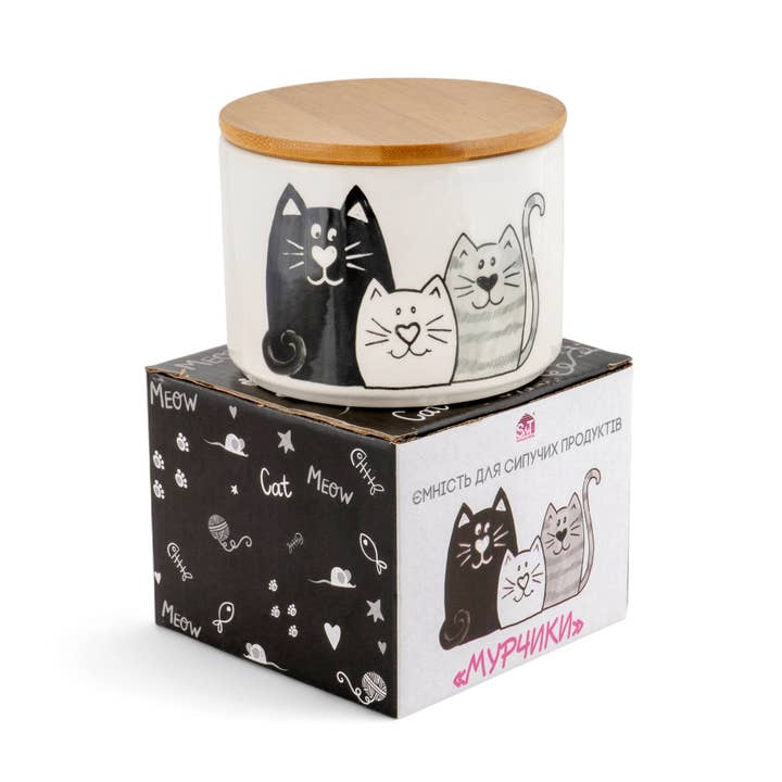 STP - Wholesale Jar - Kittens Ceramic Jar with Wooden Lid 430ml2