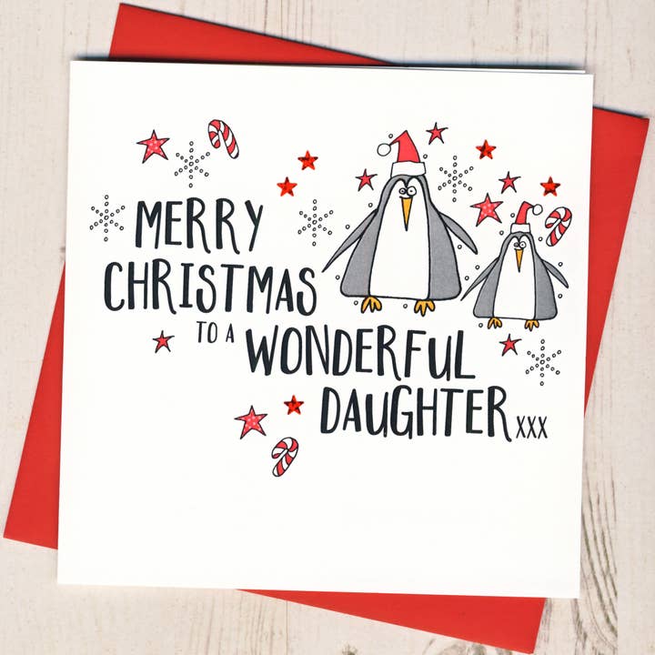 Merry Christmas To A Wonderful Daughter Card for wholesale by Eggbert & Daisy