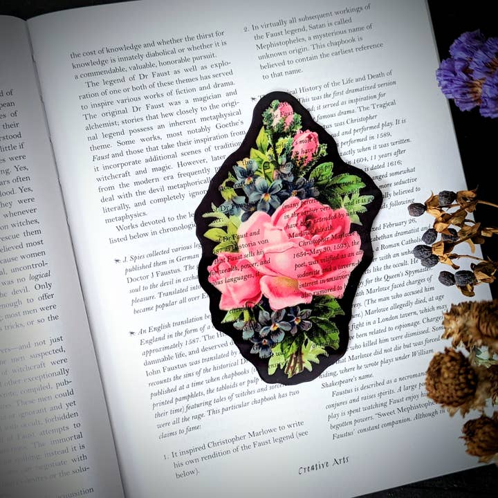 Dark Veinlet - Venta al por mayor Marcapáginas - Marcapáginas transparente, diseño floral vintage de color rosa brillante