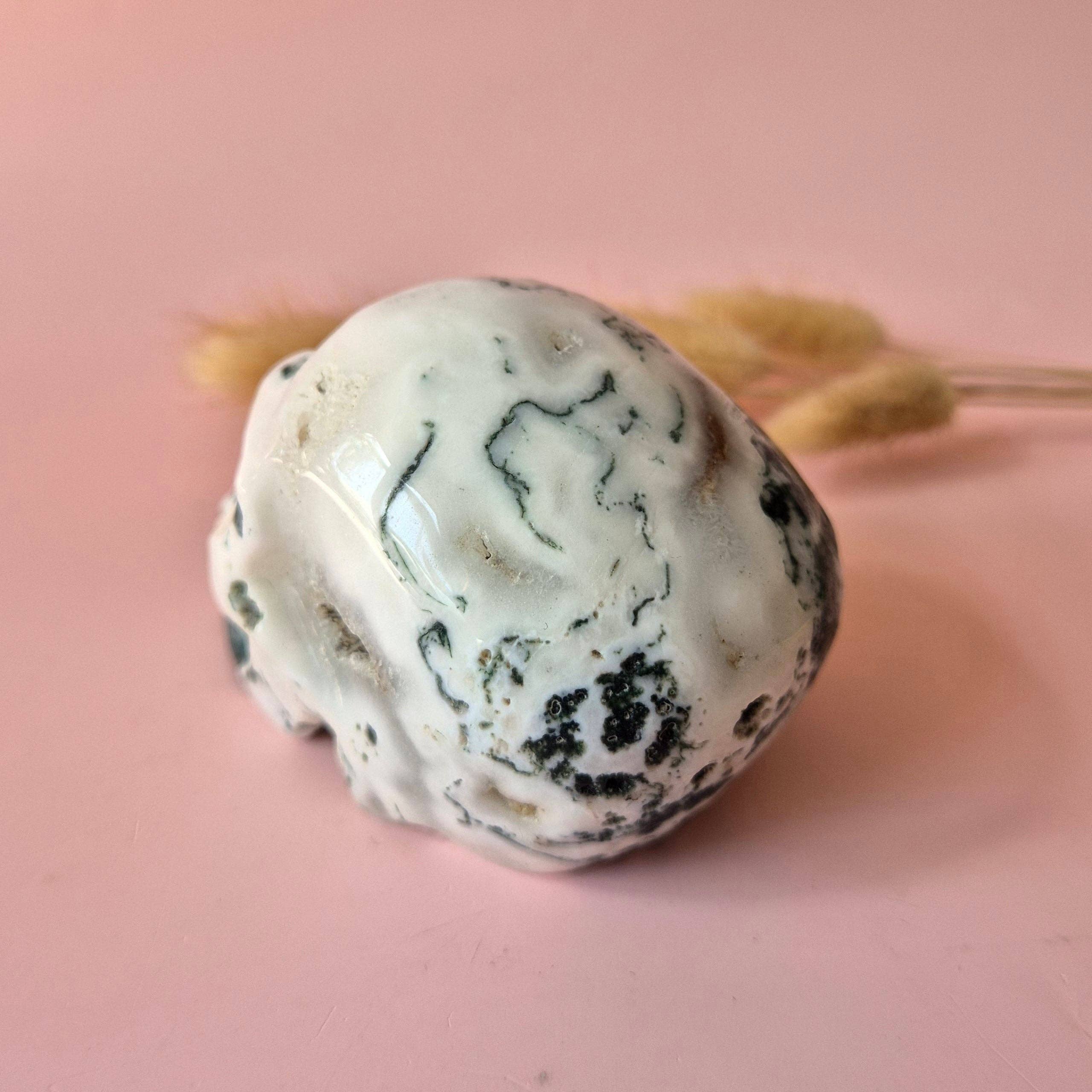 Moonlight Gemstones - Wholesale Spiritual Stone/Crystal - XL Gemstone Skull Moss Agate Skull #7 - 9cm 413gram Skull4