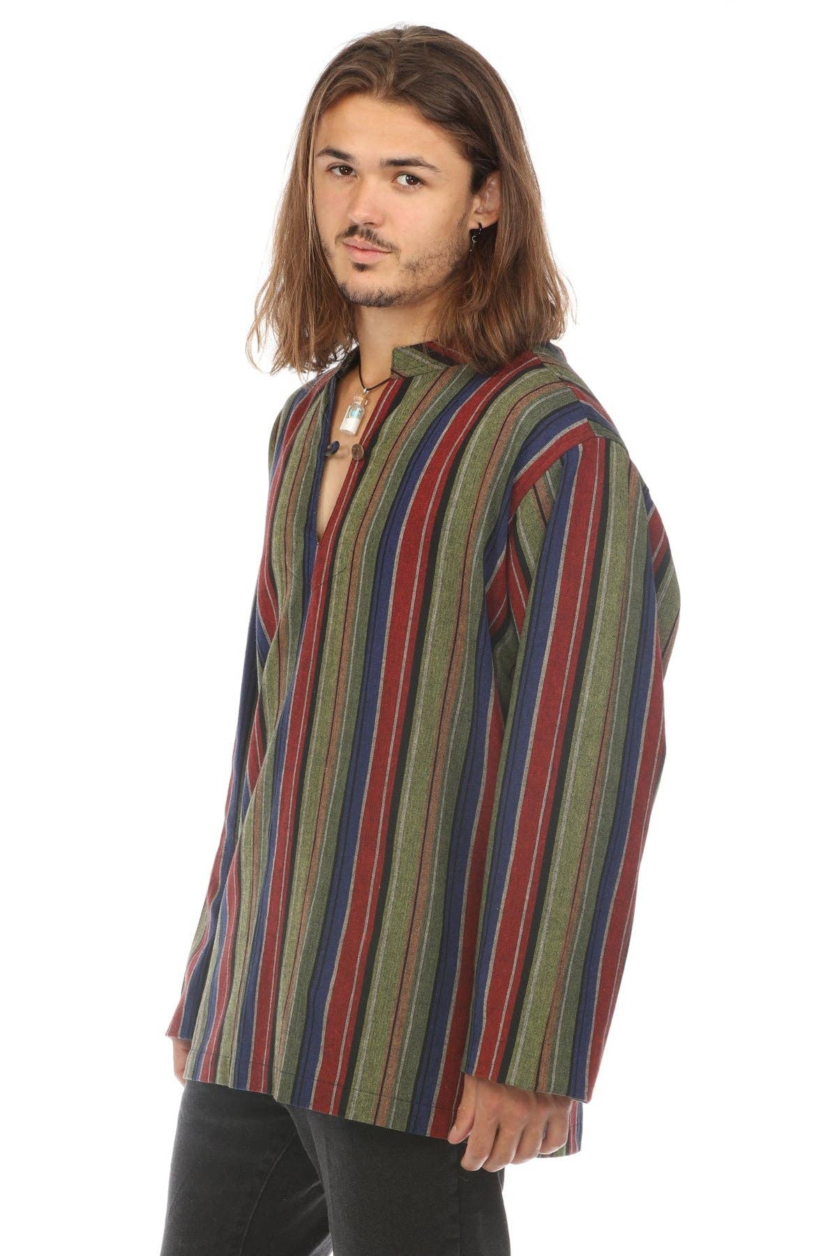 Lakhays Collection Inc. - Vente Chemise – unisexe - Kurta à manches longues à rayures multicolores pour hommes2