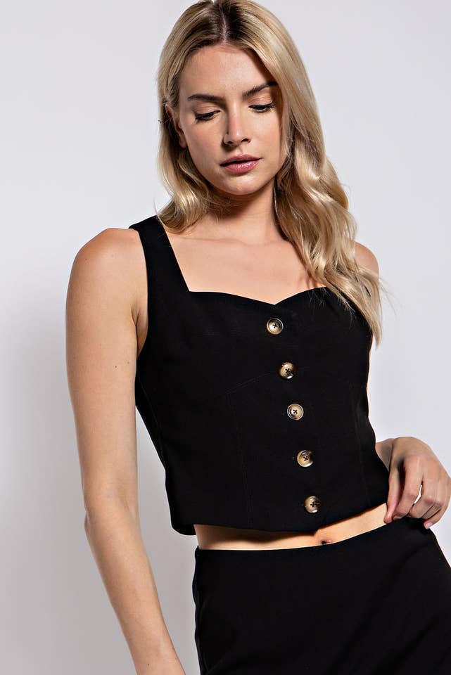 Edit by Nine - Wholesale Outerwear Vest - Women's - TT2586 BUTTON DOWN SWEETHERAT NECKLINE VEST